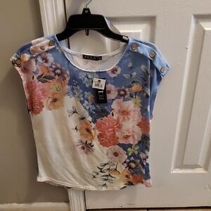 Floral Blouse - Blue and White